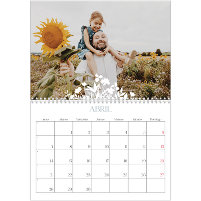 Calendario personalizado doble A4 — Motivo floral [Abril]