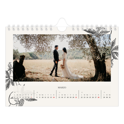 Calendario personalizado A5 — Tinta y hiedra [Marzo]