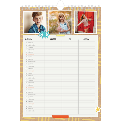 Planificadores familiares A4 — Planificador familiar rústica - Familia de 3 [Abril]