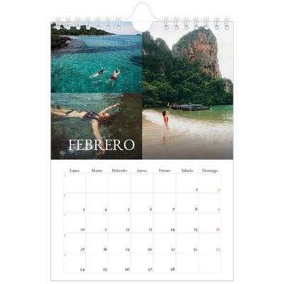Calendario personalizado A5 — Serif sencillo [Febrero]