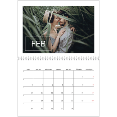 Calendario personalizado doble A4 — Fecha superpuesta [Febrero]