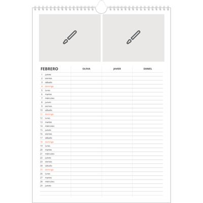 Planificador familiar A3 — Diseña tu producto - Familia de 3 [Febrero]