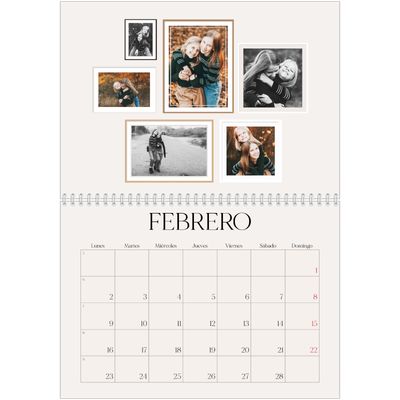 Calendario personalizado doble A4 — Galería de fotos de pared [Febrero]