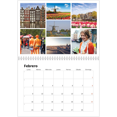 Calendario personalizado doble A4 — Estructura [Febrero]