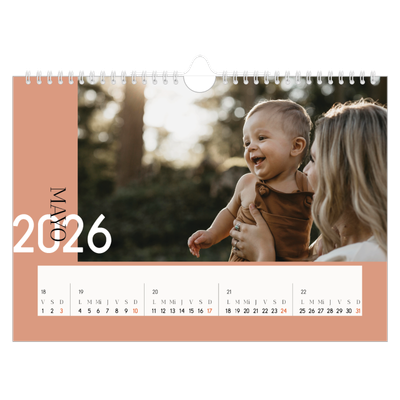 Calendario A4 horizontal — Texto superpuesto [portada]