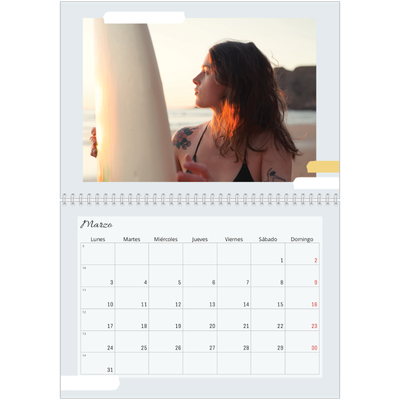 Calendario personalizado doble A4 — Tonos apagados [Marzo]