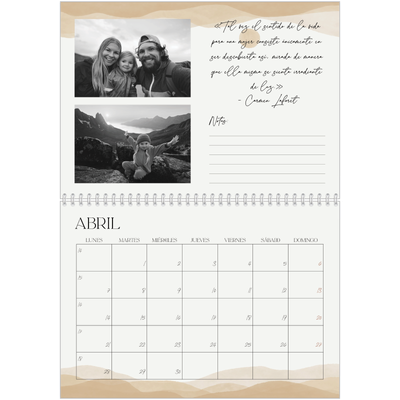 Calendario personalizado doble A4 — Citas que inspiran [Abril]