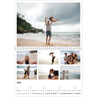 Calendario personalizado doble A4 — Cuadrícula de imagen [Abril]