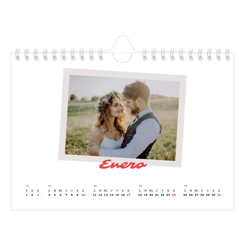 Calendario personalizado A5 horizontal — Firmado en carmín