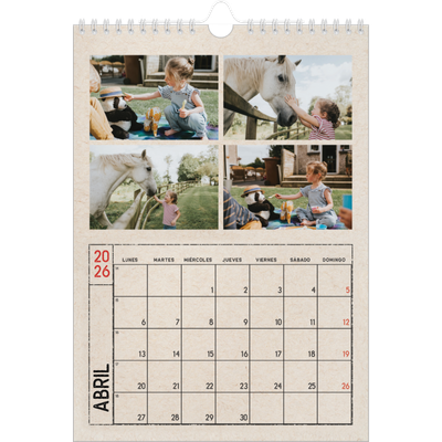 Calendario personalizado A4 — Efecto de sello craft [Abril]