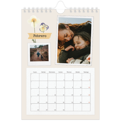 Calendario personalizado A5 — Scrapbook vintage [Febrero]