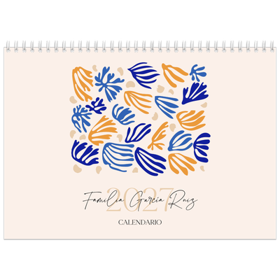 Calendario personalizado doble A4 — Coral minimalista [portada]