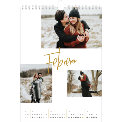 Calendario personalizado A4 — Rotulador dorado [Febrero]