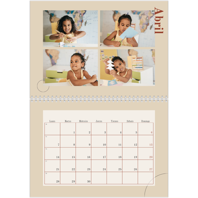 Calendario personalizado doble A4 — Texto asimétrico [Abril]