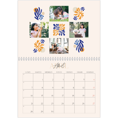 Calendario personalizado doble A4 — Coral minimalista [portada]