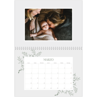 Calendario personalizado doble A4 — Flores dibujadas [Marzo]