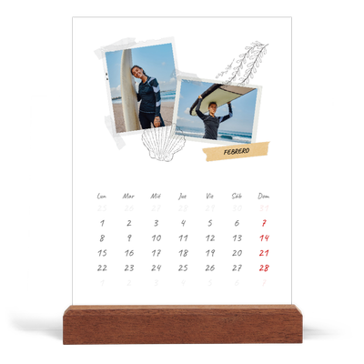 Calendario de mesa con base de madera - vertical  — Scrapbook con estilo [Febrero]