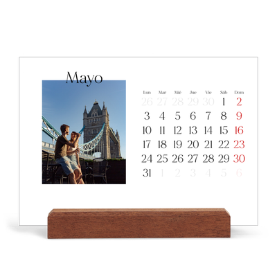 Calendario de mesa con base de madera - apaisado  — Mi diario de viaje [portada]