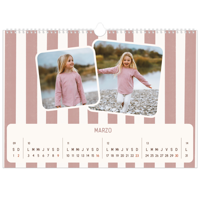 Calendario A3 horizontal — Patrones retro [Marzo]