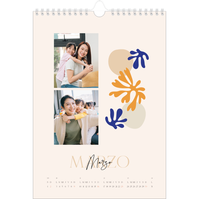 Calendario personalizado A4 — Coral minimalista [Marzo]