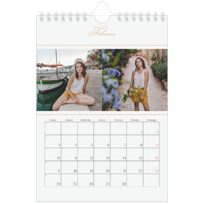 Calendario personalizado A5 — Banner de texto dorado [Febrero]