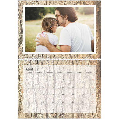 Calendario personalizado doble A4 — Corteza de árbol [Abril]