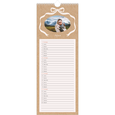 Calendario de cocina  — Papel kraft y lazo [Febrero]