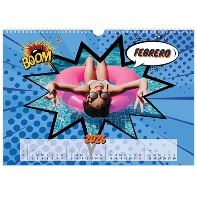 Calendario A3 horizontal — Libro de cómics [Febrero]