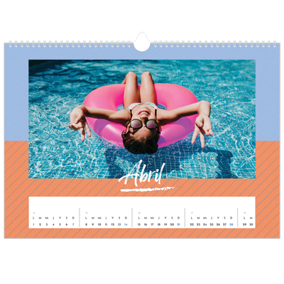 Calendario A3 horizontal — Color y patrón [Abril]