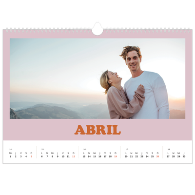 Calendario A3 horizontal — Marcos retro [Abril]