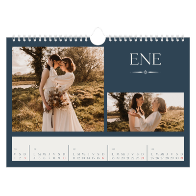 Calendario A4 horizontal — Pizarra y caligrafía [Enero]