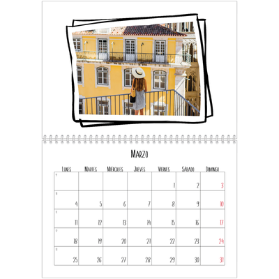 Calendario personalizado doble A4 — Momentos en retro [Marzo]