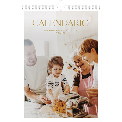 Calendario personalizado A4 — Texto dorado grande [portada]
