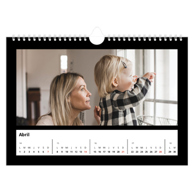 Calendario A4 horizontal — Margen negro [Abril]