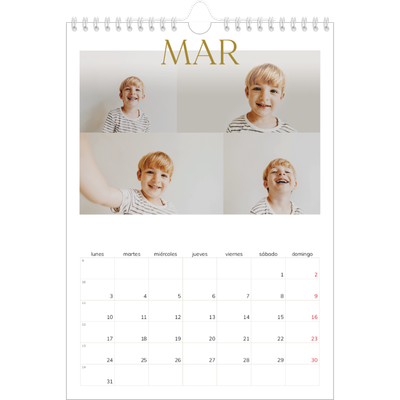 Calendario personalizado A4 — Texto dorado grande [Marzo]