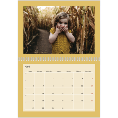 Calendario personalizado doble A4 — Colores de la tierra [Abril]
