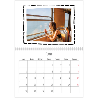 Calendario personalizado doble A4 — Momentos en retro [Febrero]