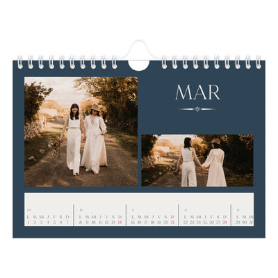 Calendario personalizado A5 — Pizarra y caligrafía [Marzo]