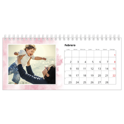 Calendarios de mesa — Fondos de acuarela [Febrero]