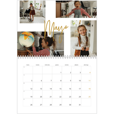 Calendario personalizado doble A4 — Rotulador dorado [portada]