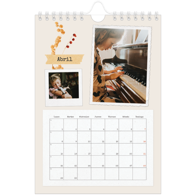Calendario personalizado A5 — Scrapbook vintage [Abril]