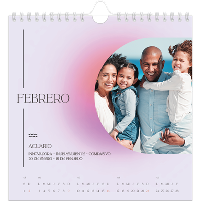 Calendarios Cuadrados — Degradado astrológico [Febrero]