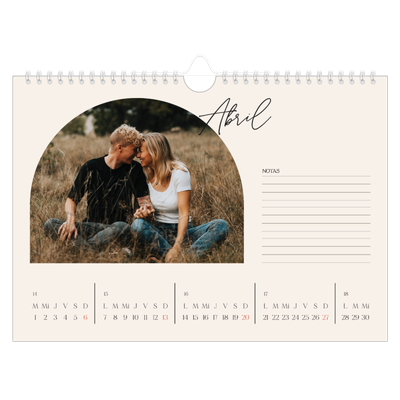 Calendario A4 horizontal — Arco de recuerdos [Abril]