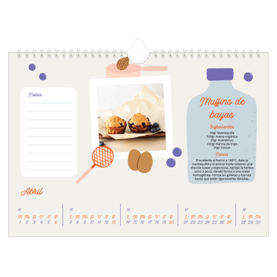 Calendario A4 horizontal — Año en recetas [Abril]