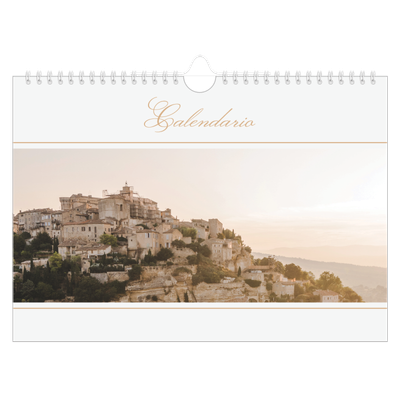 Calendario A4 horizontal — Banner de texto dorado [portada]