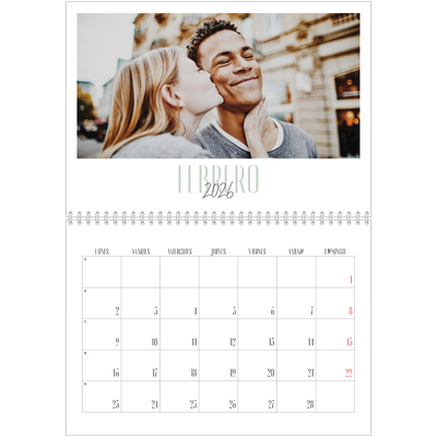 Calendario personalizado doble A4 — Tipografía mixta [Febrero]