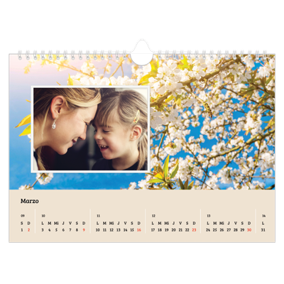 Calendario A4 horizontal — Cuatro estaciones [Marzo]