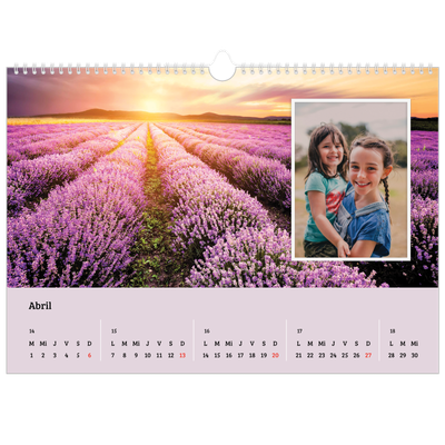 Calendario A3 horizontal — Cuatro estaciones [Abril]