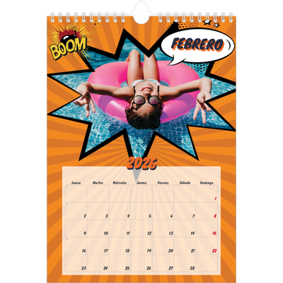Calendario personalizado A4 — Libro de cómics [Febrero]
