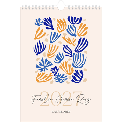 Calendario personalizado A4 — Coral minimalista [portada]